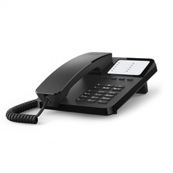 Gigaset - DESK400 Šňůrový telefon na stůl a stěnu pro snadné telefonování - černý