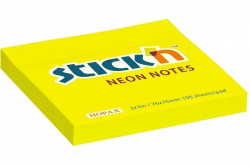 Bloček samolepicí Hopax 76x76 mm, neonově žlutý, 100 lístků