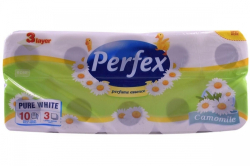 Papír toaletní třívrstvý Perfex, celulózový, 120 útržků, heřmánkový, balení 10 ks