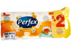 Papír toaletní Perfex, 3vrstvý, celulóza, ø 10 cm, 15 m, broskev, bílý, 10 ks