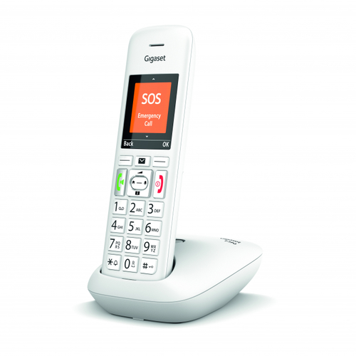Gigaset - DECT/GAP bezdrátový telefon, dětská chůvička, SOS funkce, lupa, barva bílá